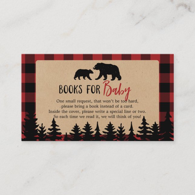 Flannel Adventure Bear Baby Shower Books for Baby Business Card (Front)