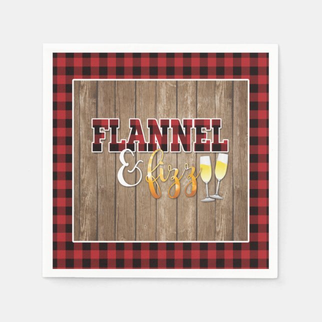 Flannel and Fizz Paper Napkin - Red - Wood (Front)