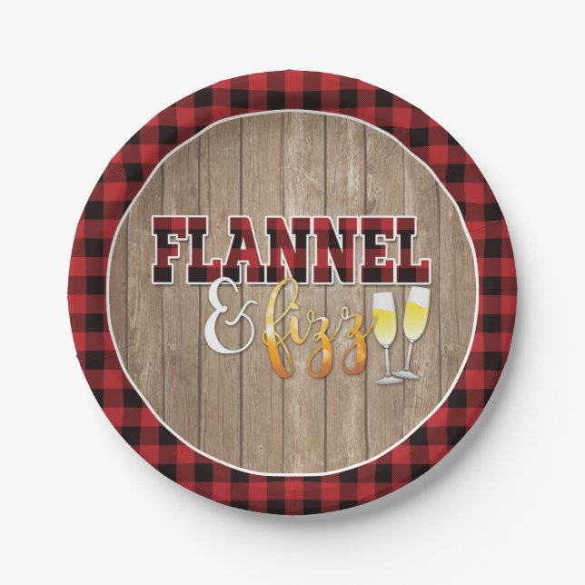 Flannel and Fizz Paper Plate - Red - Wood (Front)