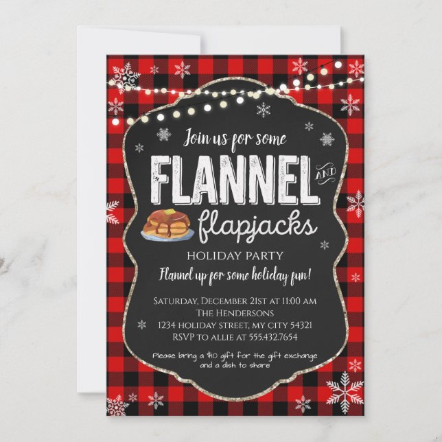 Flannel and Flapjacks Christmas Invitation (Front)