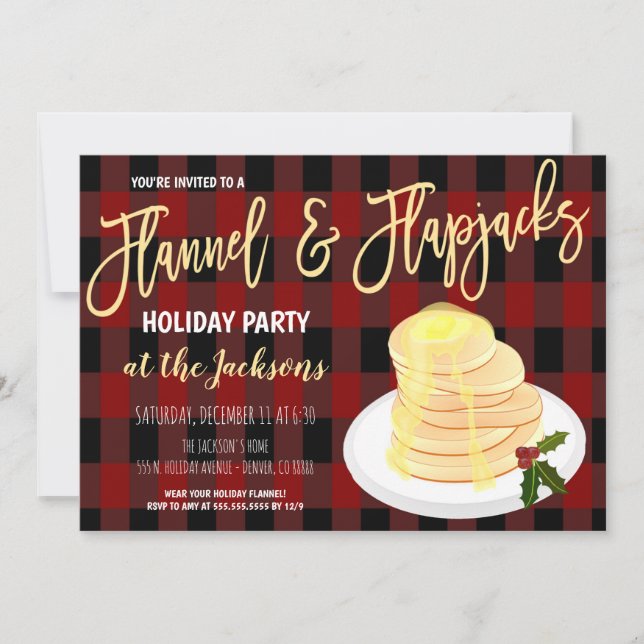 Flannel and Flapjacks Party Invitation (Front)