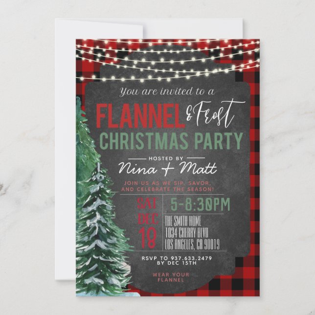 Flannel and Frost Christmas Party Invitation (Front)