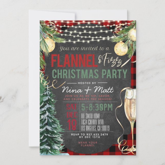 Flannel and Frost Christmas Party Invitation (Front)