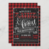 Flannel and Frost Holiday Party Invitation Red