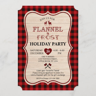 Flannel and Frost Lumberjack Christmas Holiday Invitation
