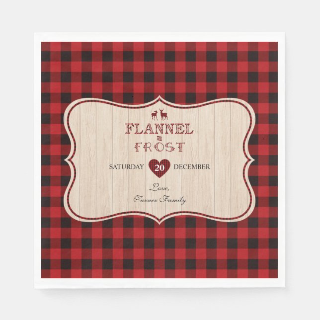 Flannel and Frost Lumberjack Christmas Holiday Napkin (Front)