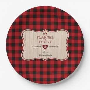 Flannel and Frost Lumberjack Christmas Holiday Paper Plate