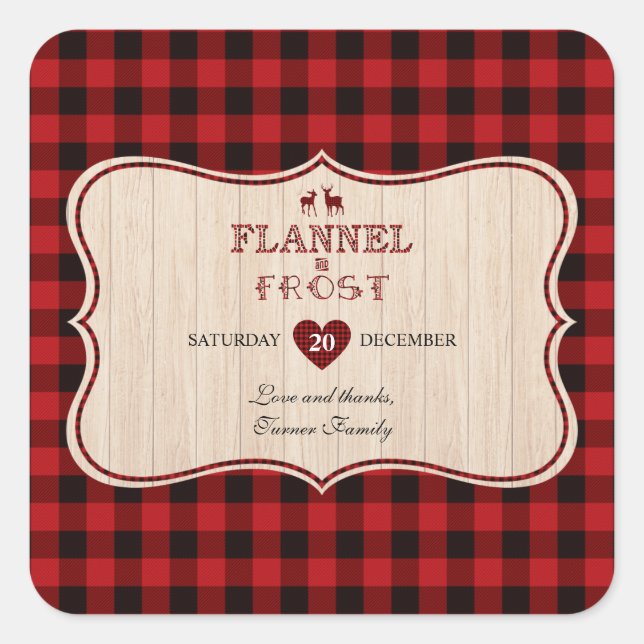 Flannel and Frost Lumberjack Christmas Holiday Square Sticker (Front)