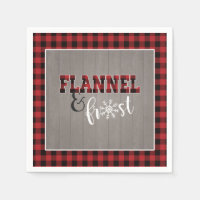 Flannel and Frost Paper Napkin - Red - Grey Wood