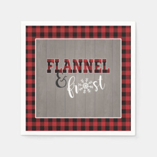 Flannel and Frost Paper Napkin - Red - Grey Wood