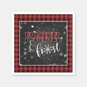 Flannel and Frost Paper Napkin - Red - Snow