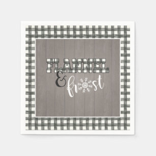 Flannel and Frost Paper Napkin - White - Grey Wood