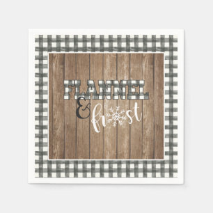 Flannel and Frost Paper Napkin - White - Wood