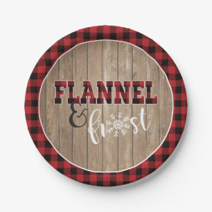 Flannel and Frost Paper Plate - Red - Wood