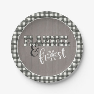 Flannel and Frost Paper Plate - White - Grey Wood