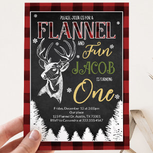 Flannel and Fun First Birthday Invitation