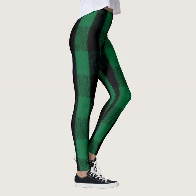 Flannel Buffalo Plaid Green lumberjack texture Leggings (Right)