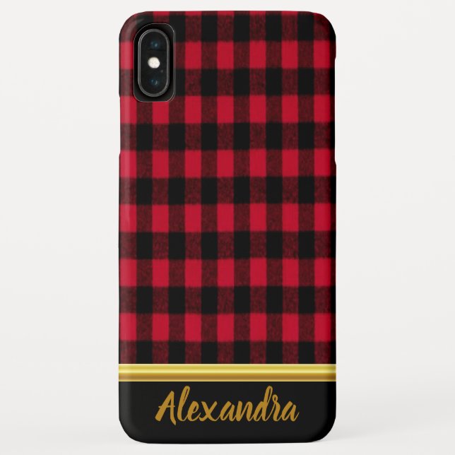 Flannel Buffalo Plaid Red lumberjack texture Case-Mate iPhone Case (Back)