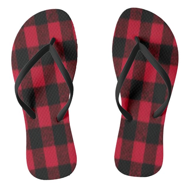 Flannel Buffalo Plaid Red lumberjack texture Flip Flops (Footbed)