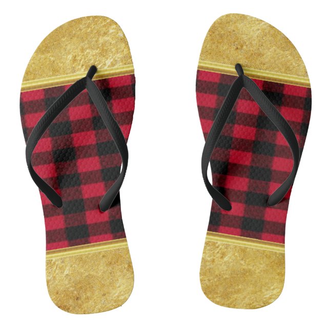 Flannel Buffalo Plaid Red lumberjack texture Flip Flops (Footbed)