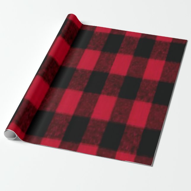 Flannel Buffalo Plaid Red lumberjack texture Wrapping Paper (Unrolled)