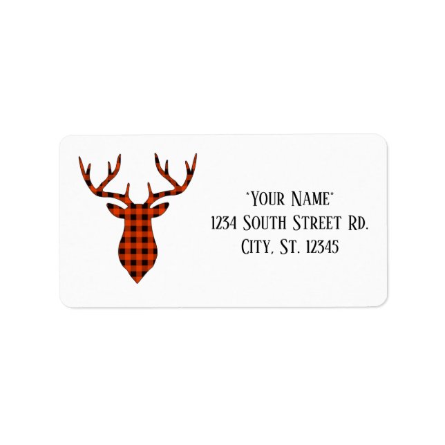 Flannel Deer Head Address Labels (Front)