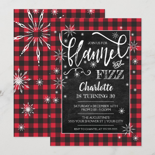 Flannel & Fizz Birthday Invitation (Front/Back)