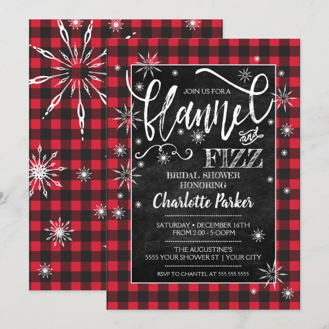Flannel & Fizz Bridal Shower Invitation (Front/Back)