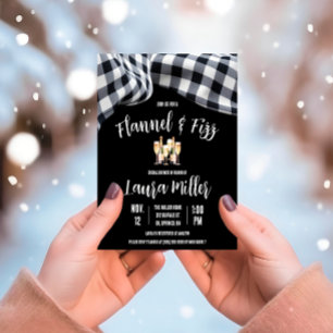 Flannel & Fizz, Plaid, Champagne Bridal Shower Invitation