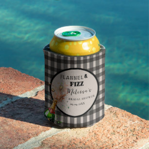Flannel & fizz winter black  & White bridal shower Can Cooler