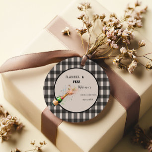 Flannel & fizz winter black & White bridal shower Favour Tags