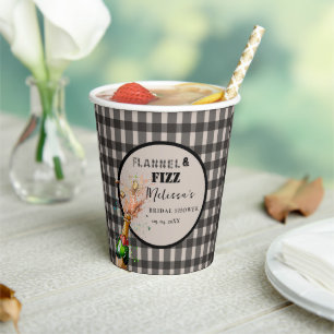 Flannel & fizz winter black & White bridal shower Paper Cups