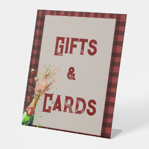 Flannel & fizz winter Bridal Shower Gifts & Cards Pedestal Sign
