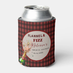 Flannel & fizz winter red &  black bridal shower can cooler