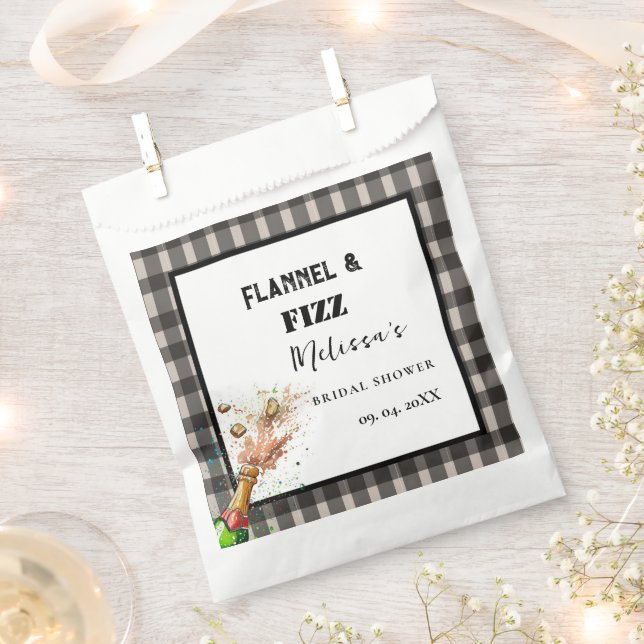 Flannel & fizz winter red &  black bridal shower favour bags (Clipped)