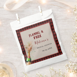 Flannel & fizz winter red & black bridal shower favour bags
