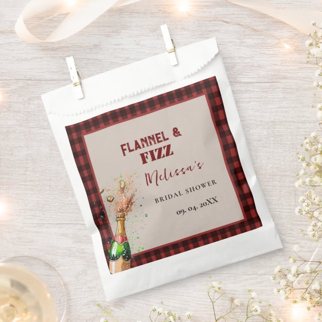Flannel & fizz winter red &  black bridal shower favour bags (Clipped)