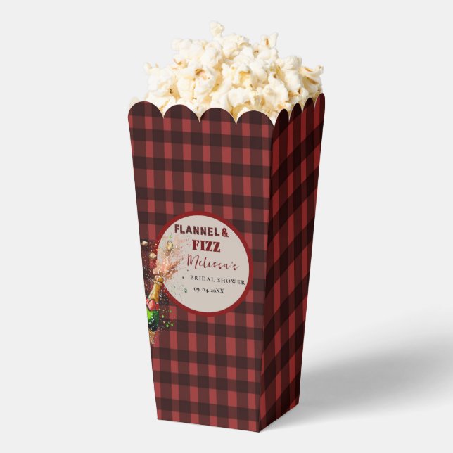 Flannel & fizz winter red &  black bridal shower favour box (Popped)