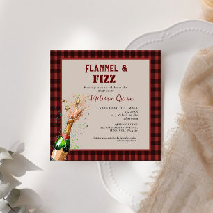 Flannel & fizz winter red &  black bridal shower invitation