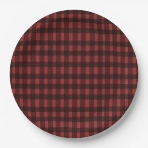 Flannel & fizz winter red & black bridal shower paper plate