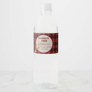 Flannel & fizz winter red &  black bridal shower water bottle label