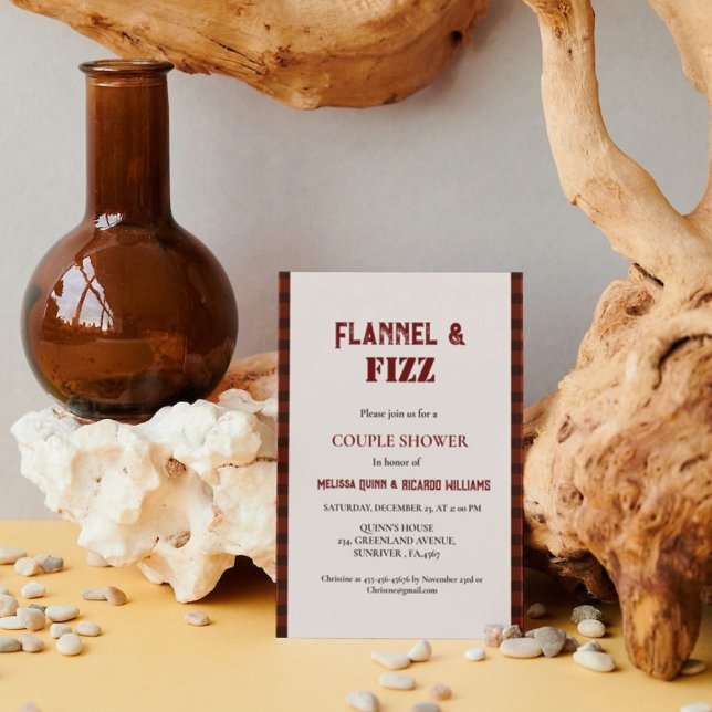 Flannel & fizz winter red &  blackCouple shower Invitation (Creator Uploaded)