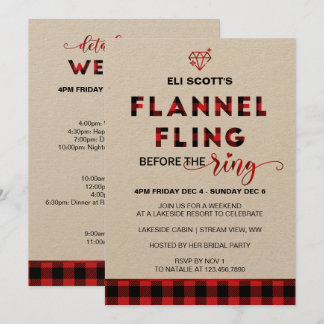 Flannel Fling Bachelorette Invitation + Itinerary
