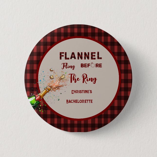Flannel Fling before ring   red plaid bachelorette 6 Cm Round Badge (Front)