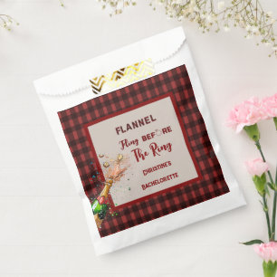 Flannel Fling before ring   red plaid bachelorette Favour Bags