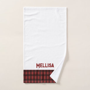 Flannel Fling before ring red plaid bachelorette  Hand Towel