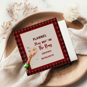 Flannel Fling before ring red plaid bachelorette Napkin