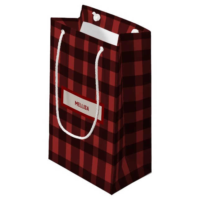 Flannel Fling before ring   red plaid bachelorette Small Gift Bag (Front Angled)
