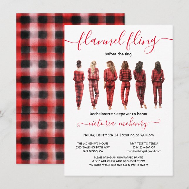 Flannel Fling Before the Ring Bachelorette Party Invitation (Front/Back)