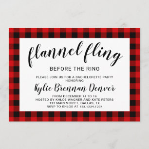 Flannel Fling Before The Ring.Bachelorette Party Invitation